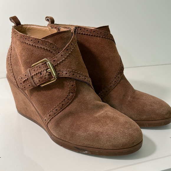 Draco Sarto brown|tan wedge ankle bootie - Picture 1 of 9